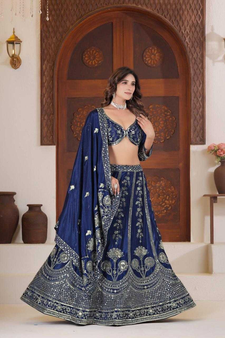 Chinon Silk Designer Sequins Lehenga Outfits